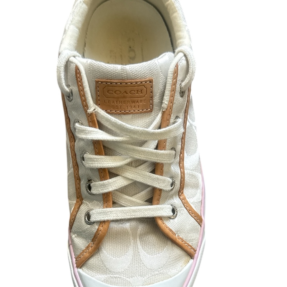 Coach Cream and Tan Casual Sneakers - Picture 2 of 7